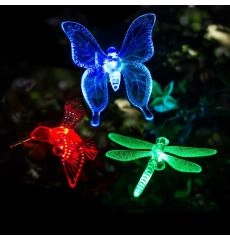 LED Fjäril/Trollslända /Kolibri-solcellslampor, färgskiftande, (3 lampor/set) - 