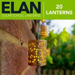 ELAN Solcellsslinga med kopparlyktor i cylinderform, (20 LED, varmvitt) - Erbjudanden på solcellsslingor