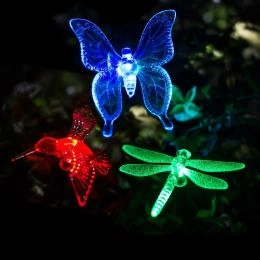 LED Fjäril/Trollslända /Kolibri-solcellslampor, färgskiftande, (3 lampor/set) - Erbjudanden på solcellslampor